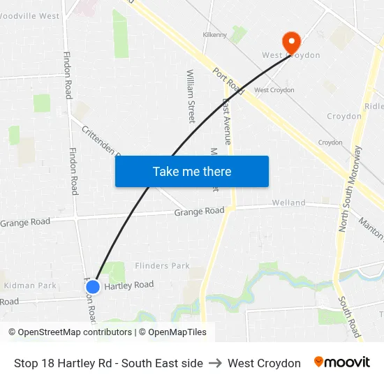 Stop 18 Hartley Rd - South East side to West Croydon map