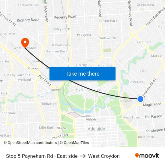 Stop 5 Payneham Rd - East side to West Croydon map