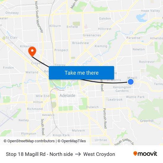 Stop 18 Magill Rd - North side to West Croydon map