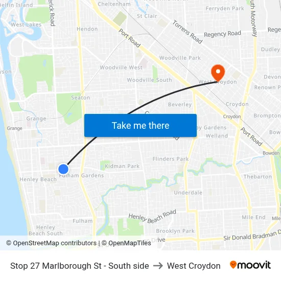 Stop 27 Marlborough St - South side to West Croydon map