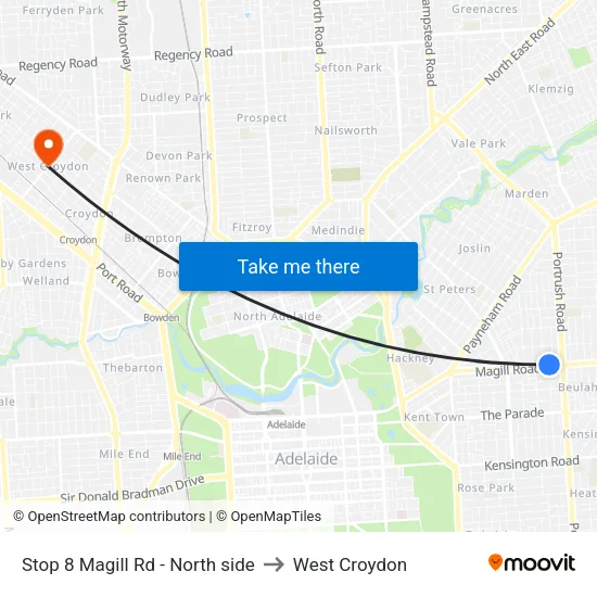 Stop 8 Magill Rd - North side to West Croydon map
