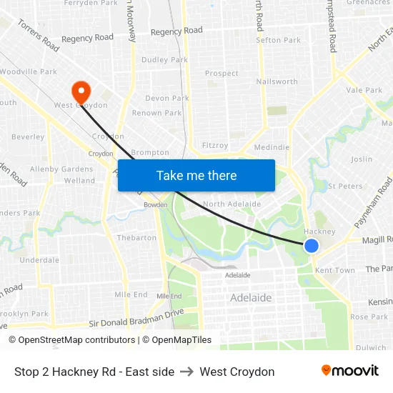 Stop 2 Hackney Rd - East side to West Croydon map