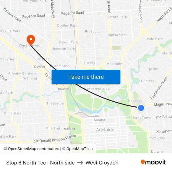 Stop 3 North Tce - North side to West Croydon map