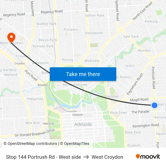 Stop 144 Portrush Rd - West side to West Croydon map