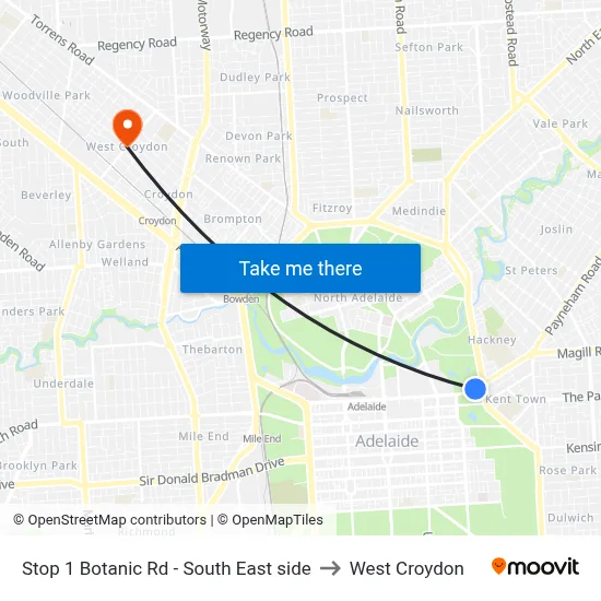 Stop 1 Botanic Rd - South East side to West Croydon map