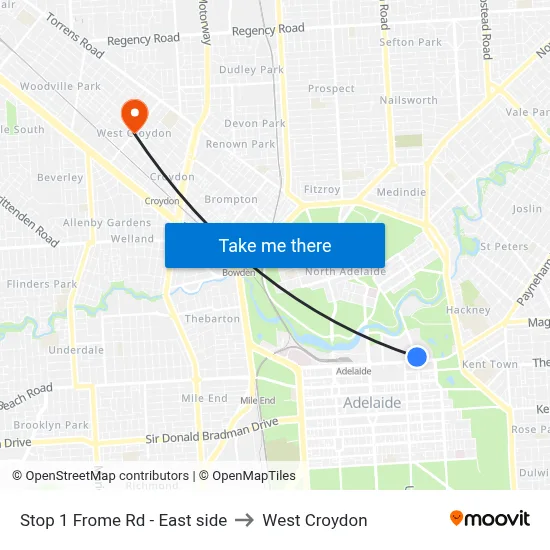 Stop 1 Frome Rd - East side to West Croydon map
