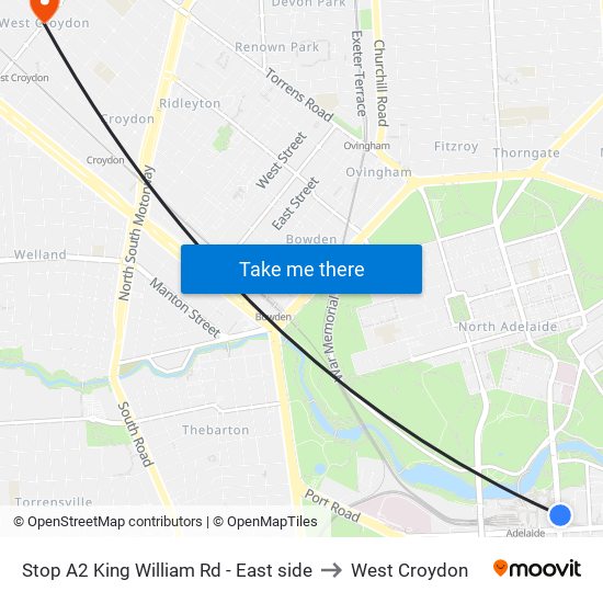 Stop A2 King William Rd - East side to West Croydon map