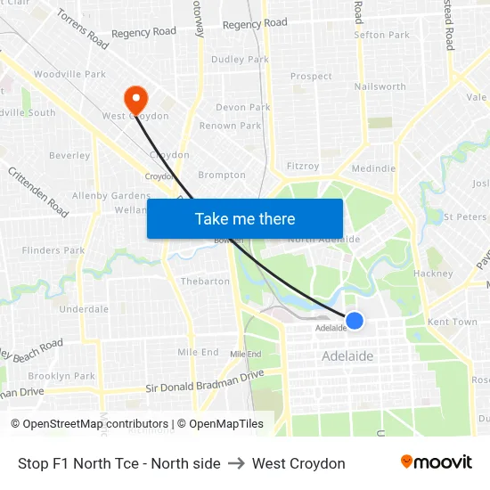 Stop F1 North Tce - North side to West Croydon map
