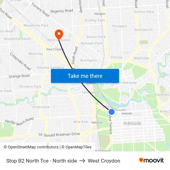 Stop B2 North Tce - North side to West Croydon map