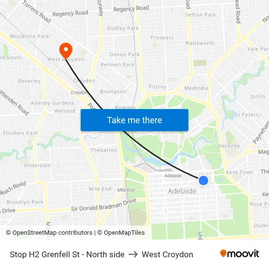 Stop H2 Grenfell St - North side to West Croydon map