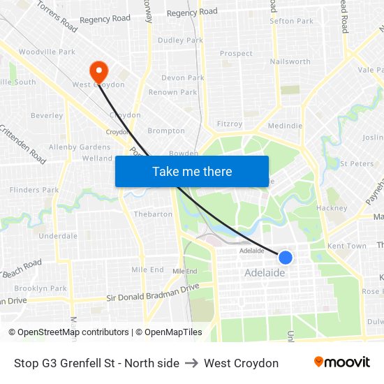 Stop G3 Grenfell St - North side to West Croydon map