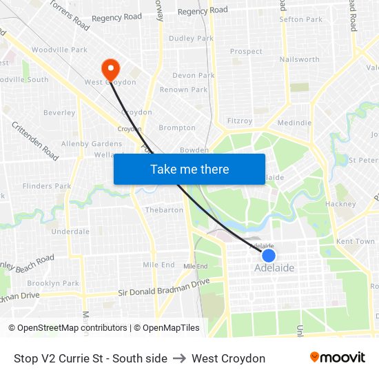 Stop V2 Currie St - South side to West Croydon map