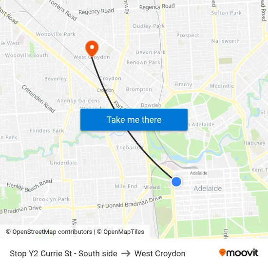 Stop Y2 Currie St - South side to West Croydon map