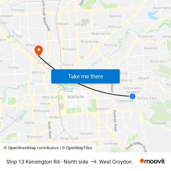 Stop 13 Kensington Rd - North side to West Croydon map