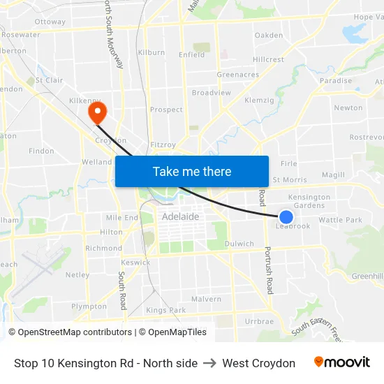 Stop 10 Kensington Rd - North side to West Croydon map
