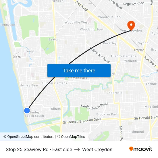 Stop 25 Seaview Rd - East side to West Croydon map
