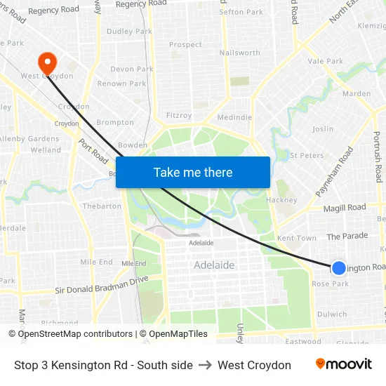 Stop 3 Kensington Rd - South side to West Croydon map