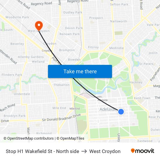 Stop H1 Wakefield St - North side to West Croydon map