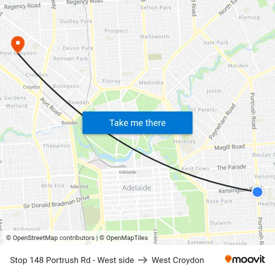 Stop 148 Portrush Rd - West side to West Croydon map