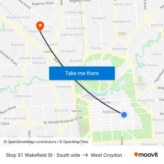 Stop S1 Wakefield St - South side to West Croydon map
