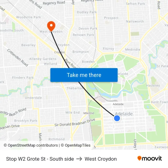 Stop W2 Grote St - South side to West Croydon map