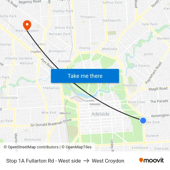 Stop 1A Fullarton Rd - West side to West Croydon map