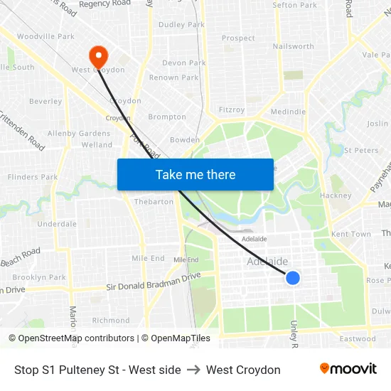 Stop S1 Pulteney St - West side to West Croydon map