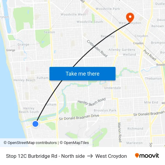 Stop 12C Burbridge Rd - North side to West Croydon map
