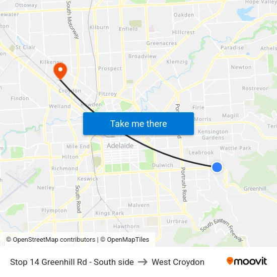 Stop 14 Greenhill Rd - South side to West Croydon map