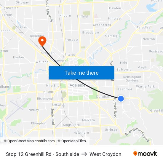 Stop 12 Greenhill Rd - South side to West Croydon map