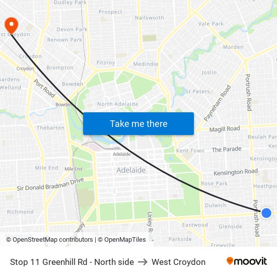 Stop 11 Greenhill Rd - North side to West Croydon map