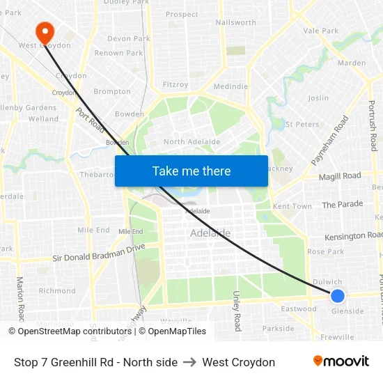 Stop 7 Greenhill Rd - North side to West Croydon map