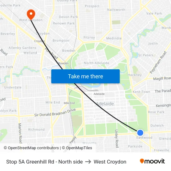 Stop 5A Greenhill Rd - North side to West Croydon map