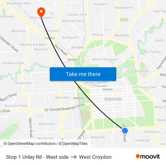 Stop 1 Unley Rd - West side to West Croydon map