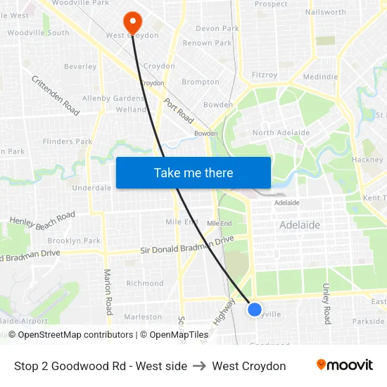 Stop 2 Goodwood Rd - West side to West Croydon map