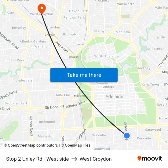 Stop 2 Unley Rd - West side to West Croydon map