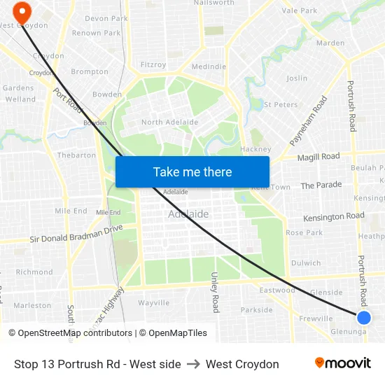 Stop 13 Portrush Rd - West side to West Croydon map