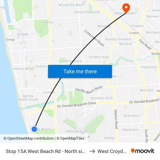 Stop 15A West Beach Rd - North side to West Croydon map