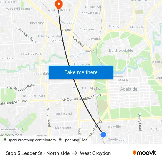 Stop 5 Leader St - North side to West Croydon map