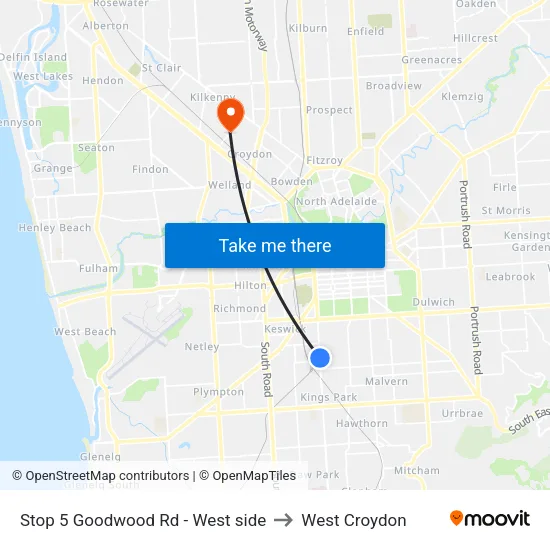 Stop 5 Goodwood Rd - West side to West Croydon map