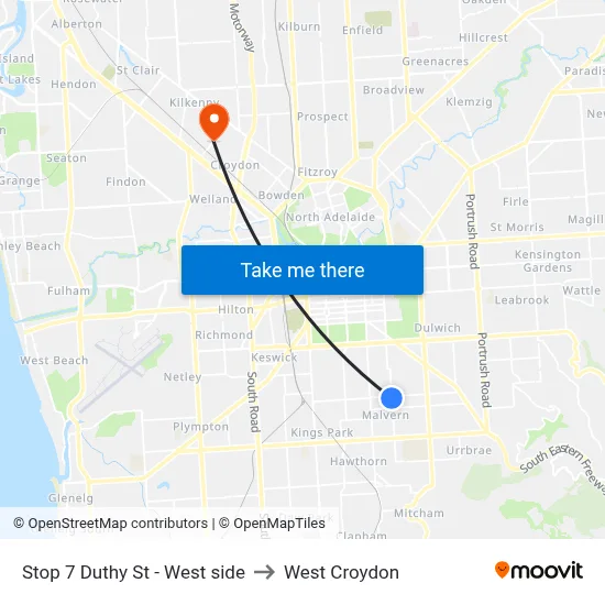 Stop 7 Duthy St - West side to West Croydon map