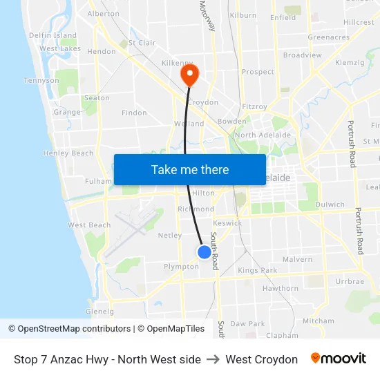 Stop 7 Anzac Hwy - North West side to West Croydon map