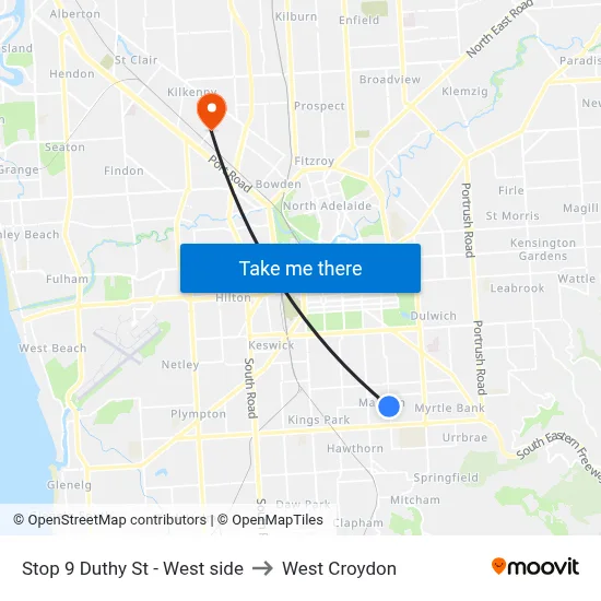 Stop 9 Duthy St - West side to West Croydon map