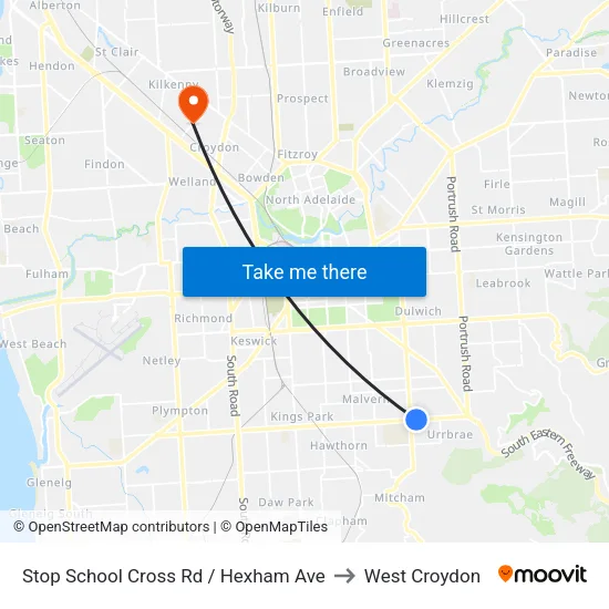 Stop School Cross Rd / Hexham Ave to West Croydon map
