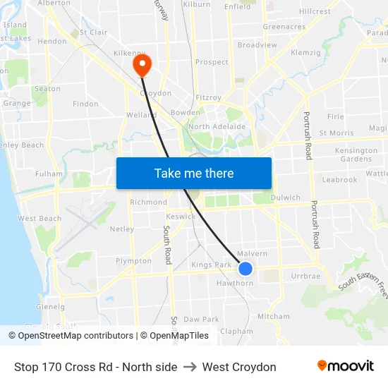 Stop 170 Cross Rd - North side to West Croydon map