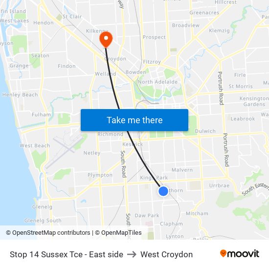 Stop 14 Sussex Tce - East side to West Croydon map