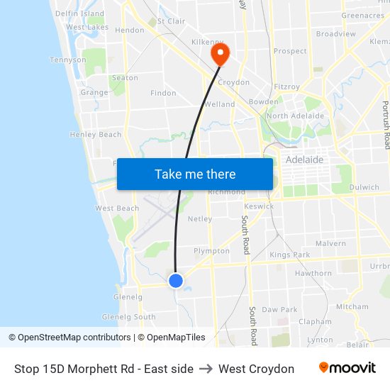 Stop 15D Morphett Rd - East side to West Croydon map