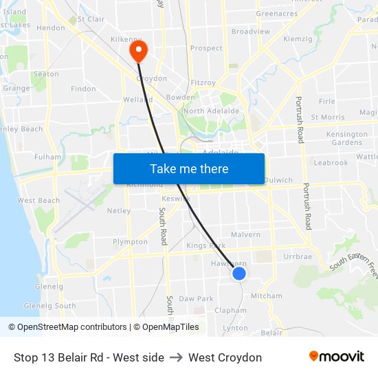 Stop 13 Belair Rd - West side to West Croydon map