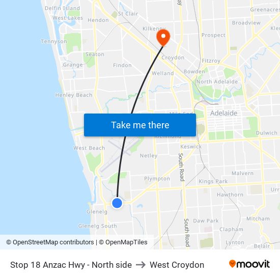 Stop 18 Anzac Hwy - North side to West Croydon map