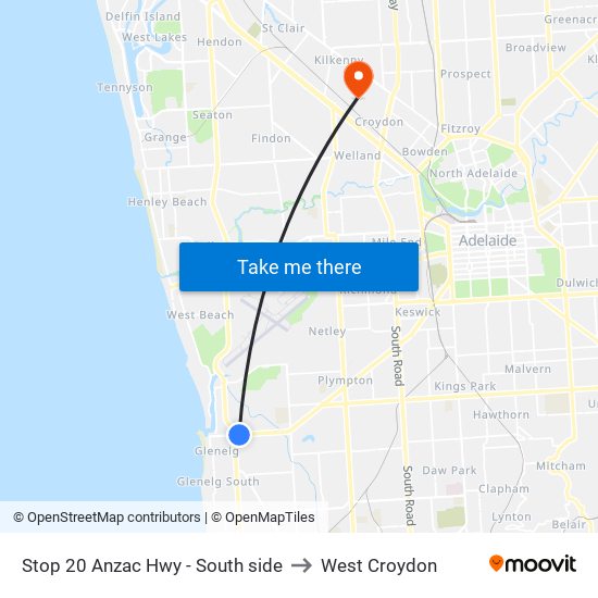 Stop 20 Anzac Hwy - South side to West Croydon map